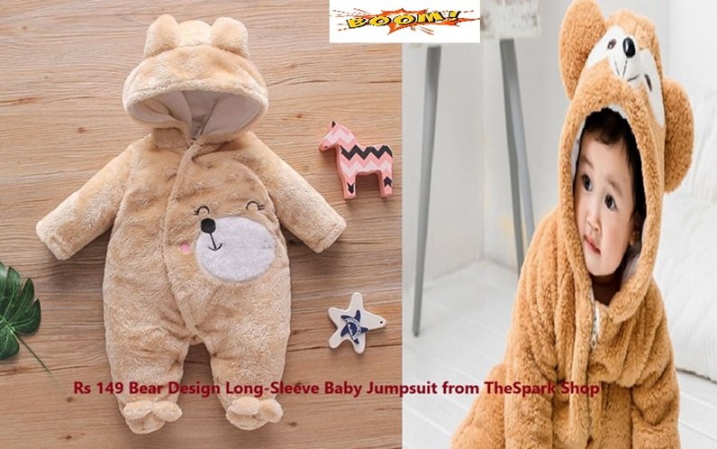 Rs 149 Bear Design Long-Sleeve Baby Jumpsuit from TheSpark Shop